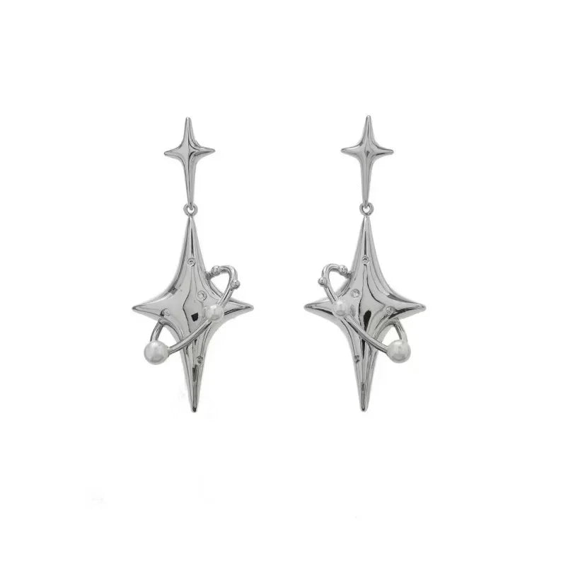 Exquisite Star Pearl Drop Dangle Earrings - Celestial Luxury