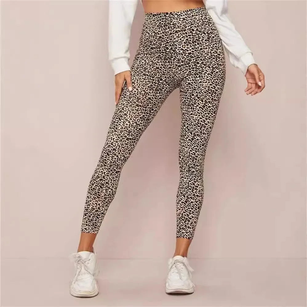 Leopard Print Faux Leather Leggings - Stylish High-Waist Fashion Pants