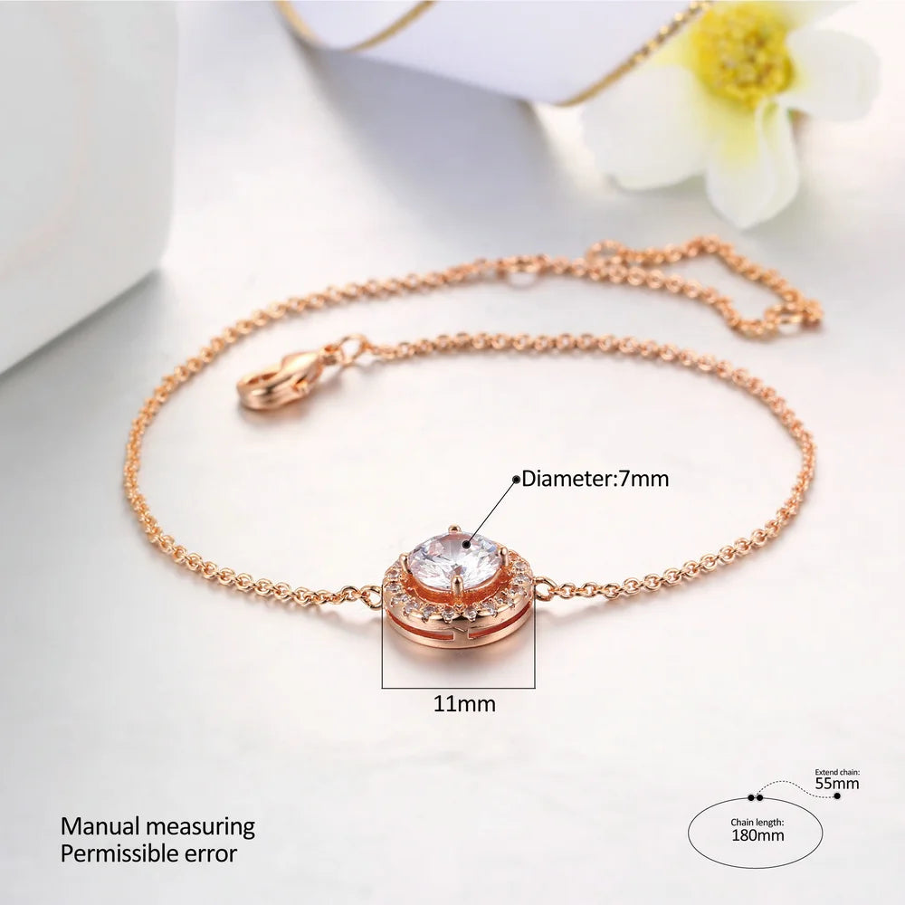Round Micro Mosaic Cubic Zirconia Bracelet - Rose Gold Elegance