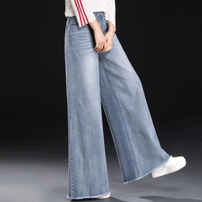 Straight Leg Loose Jeans - High-Quality Polyester Comfort