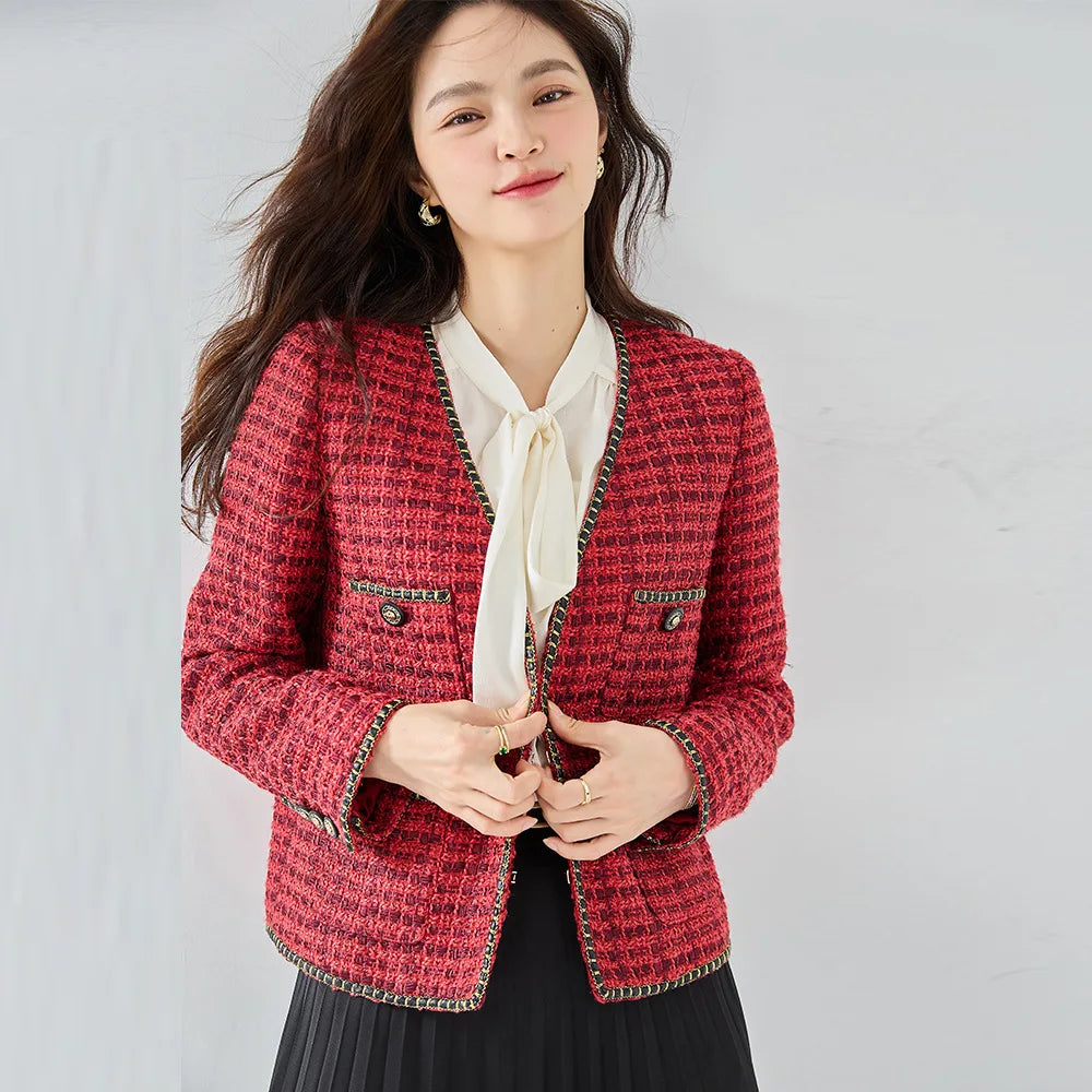 Elegant Tweed Wool Coat