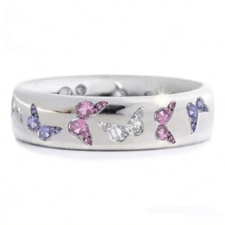 Colorful Butterfly Ring - Zinc Alloy Cubic Zirconia