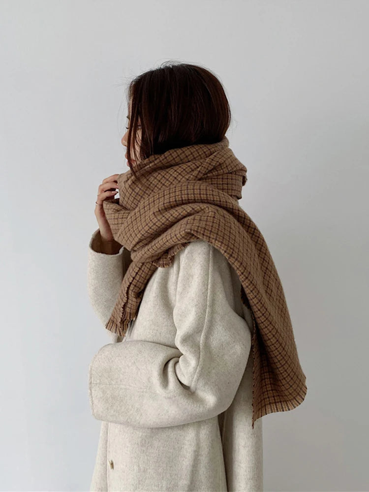 Double-Sided Plaid Scarf – Reversible Acrylic Wrap in Classic Tartan