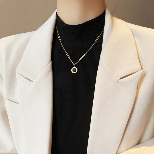 Roman Numeral Wafer Necklace