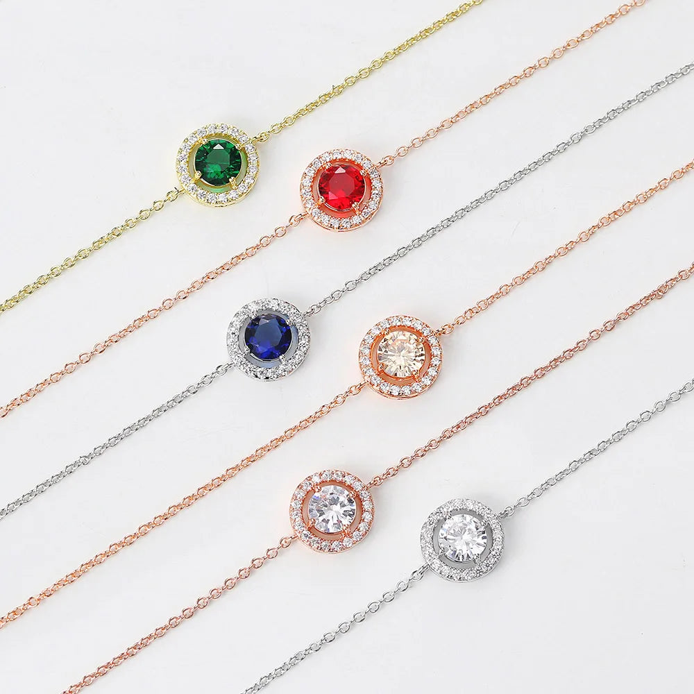 Round Micro Mosaic Cubic Zirconia Bracelet - Rose Gold Elegance