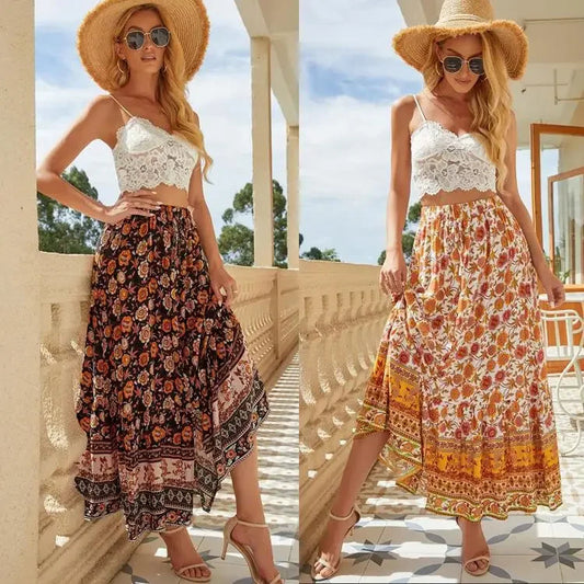 Bohemian Floral Wrap Skirt