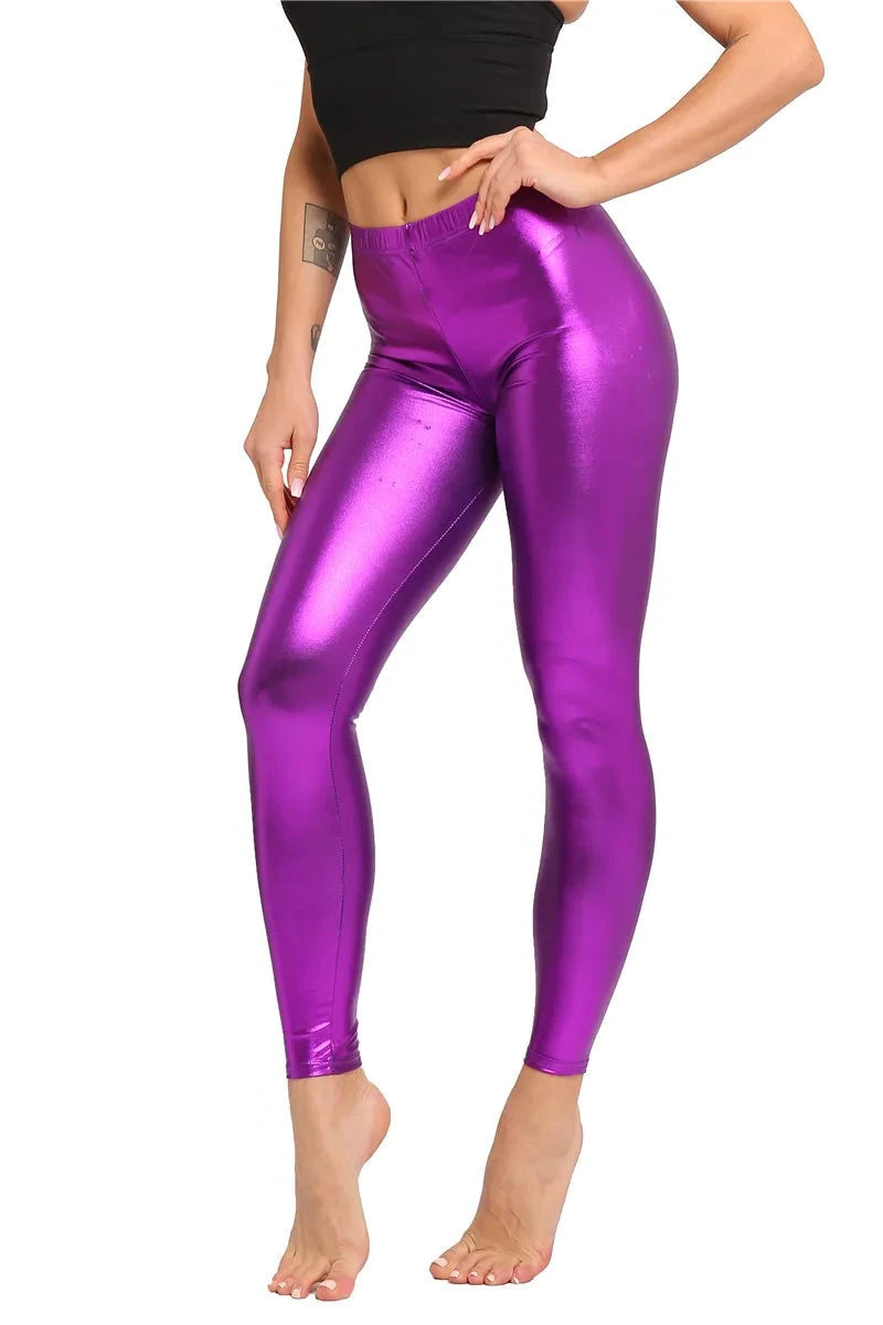 Metallic Shimmer High-Waist Leggings – Premium Stretch Activewear
