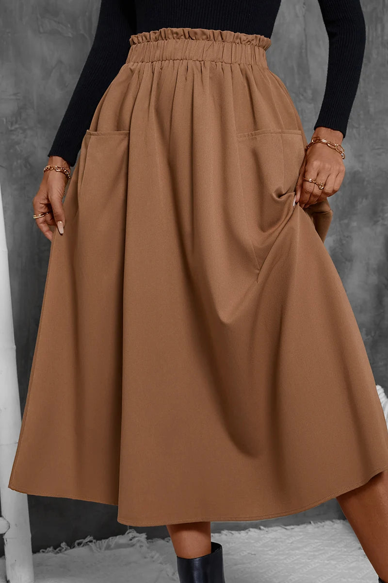 Effortlessly Chic Midi Skirt - Soft Lightweight Viscose