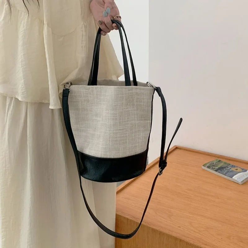 Color Block Canvas Bag