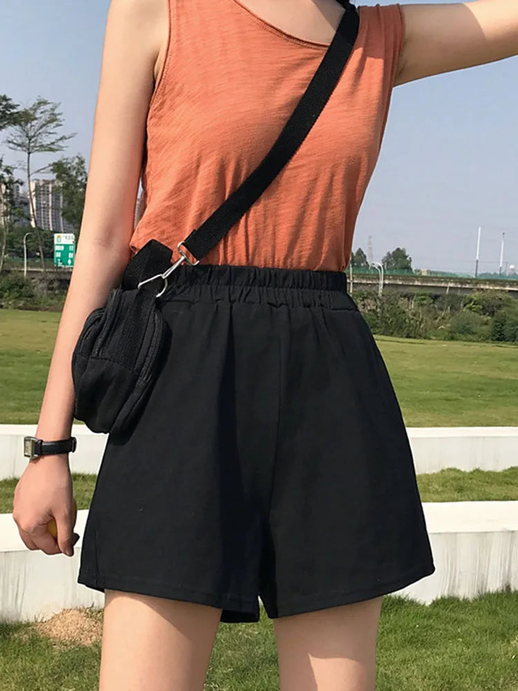 Casual Black Shorts - Loose-Fit Polyester Breathable