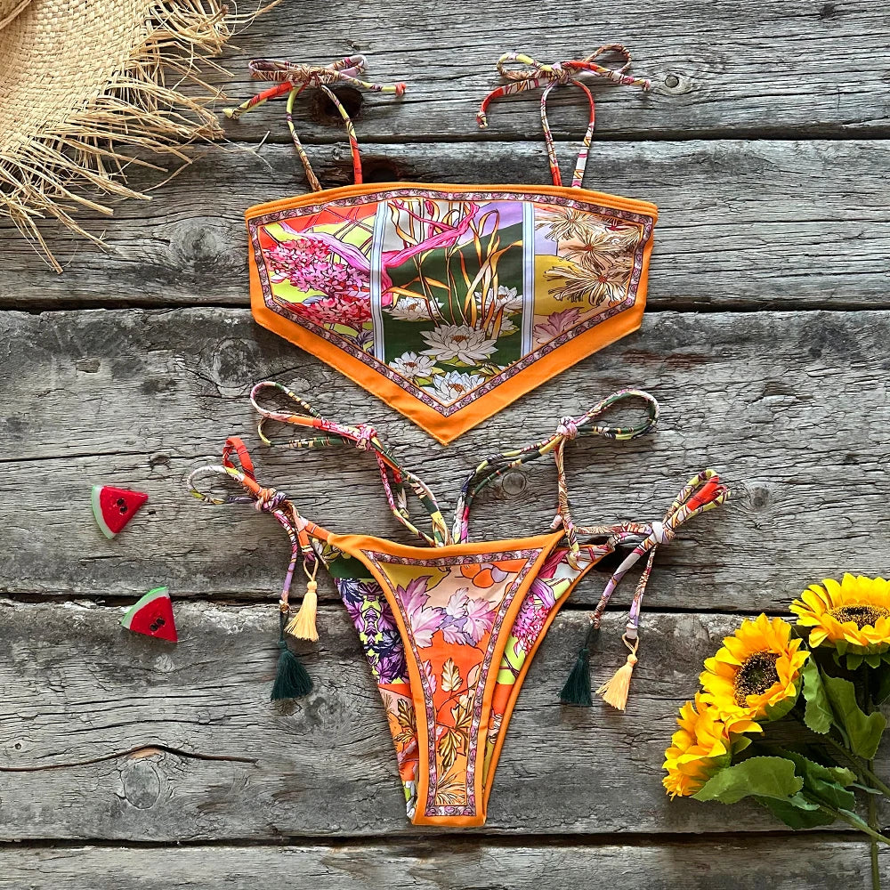 Sexy Halter Bikini Set - Classic Nylon Swimwear