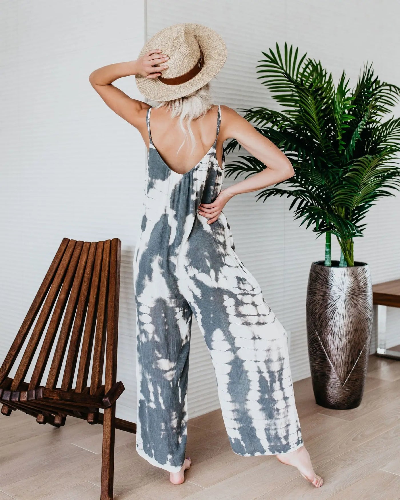 Tie Dye Summer Jumpsuit - Lightweight Polyester Bohemian