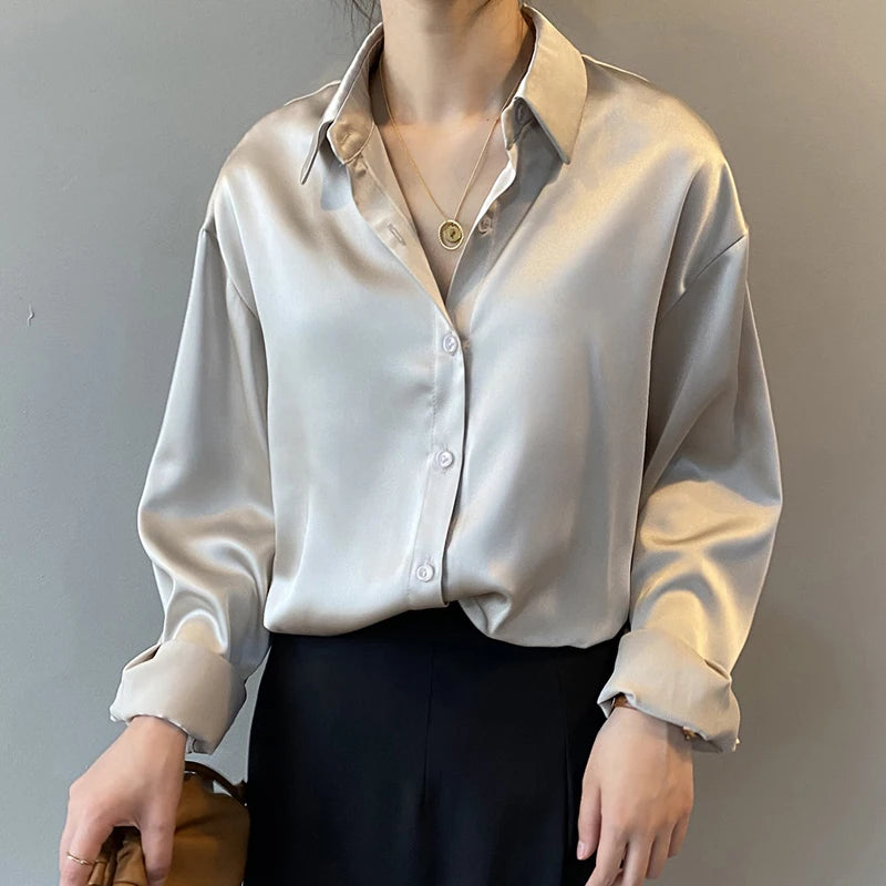 Vintage Satin Blouse - Retro Luxurious Fabric